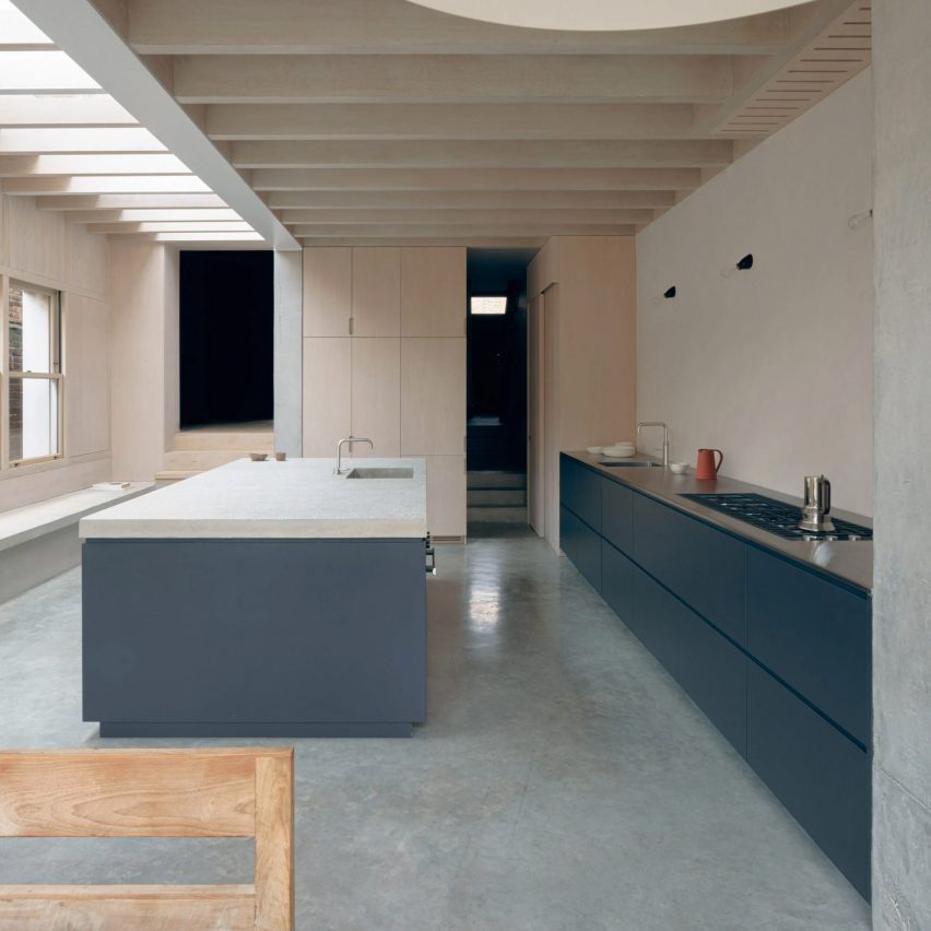 Eight kitchens with shiny polished concrete floors