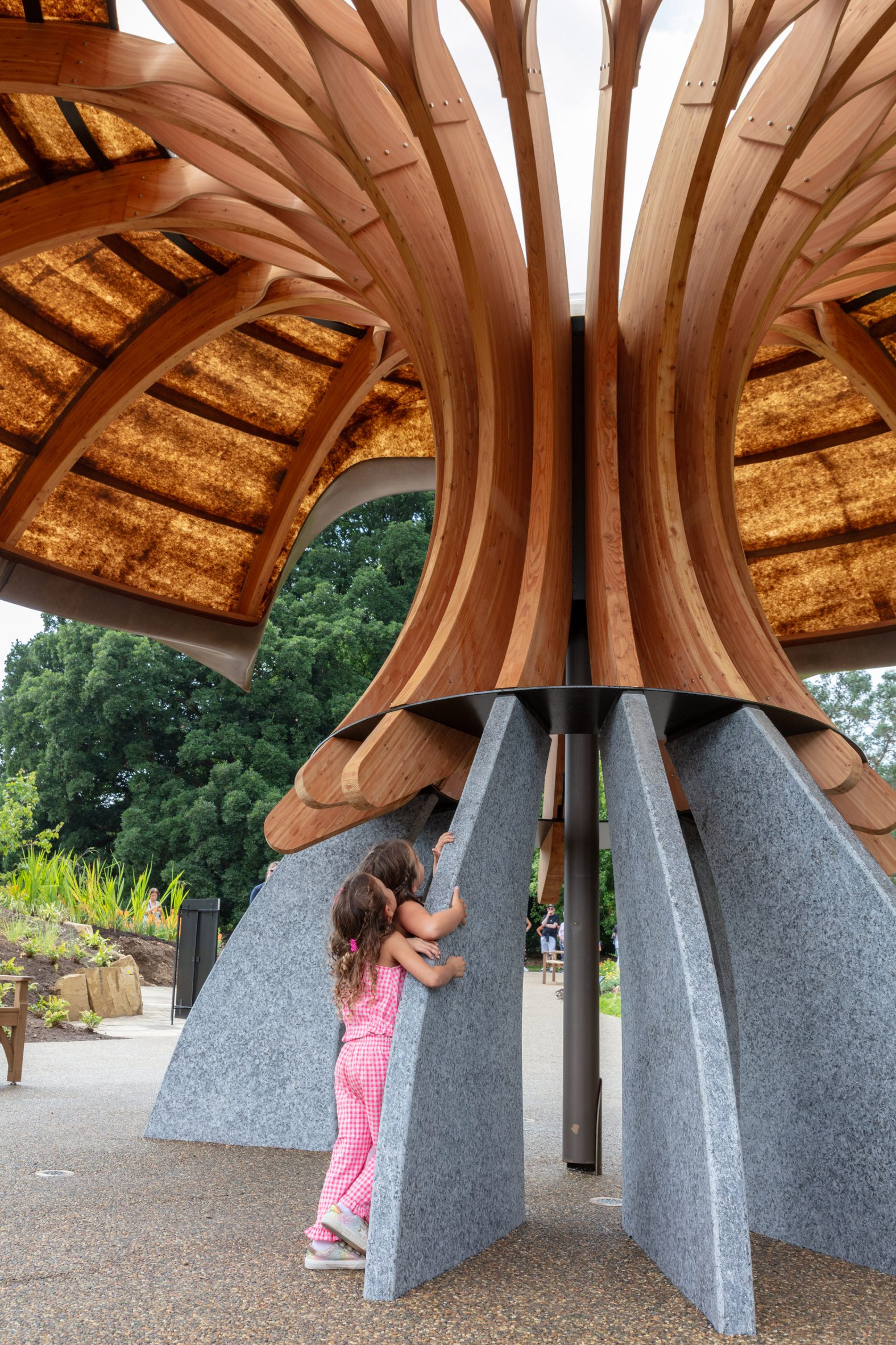 Stone and glulam pavilion