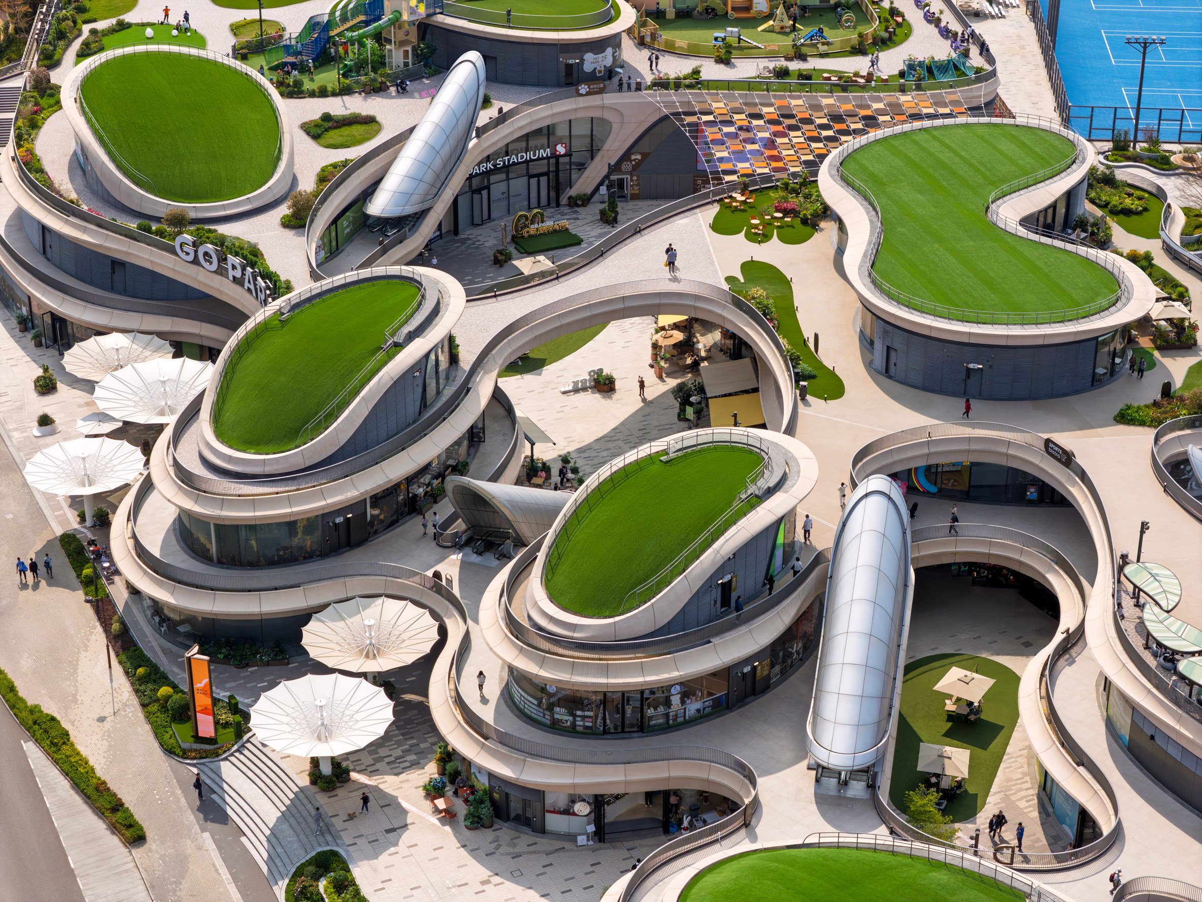 Aerial view of Go Park Sai Sha by Zaha Hadid Architects