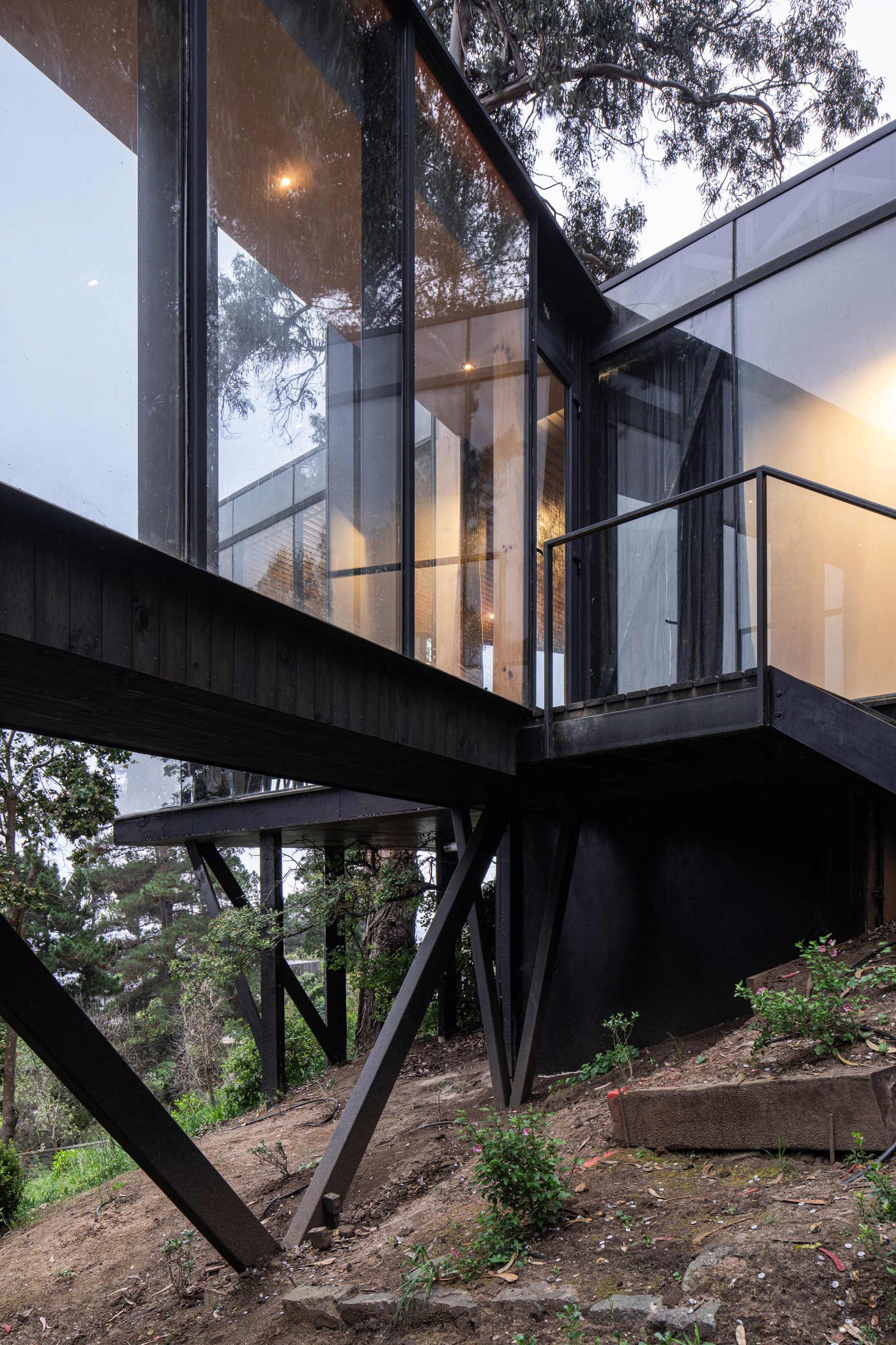 Black bridge connecting two structures