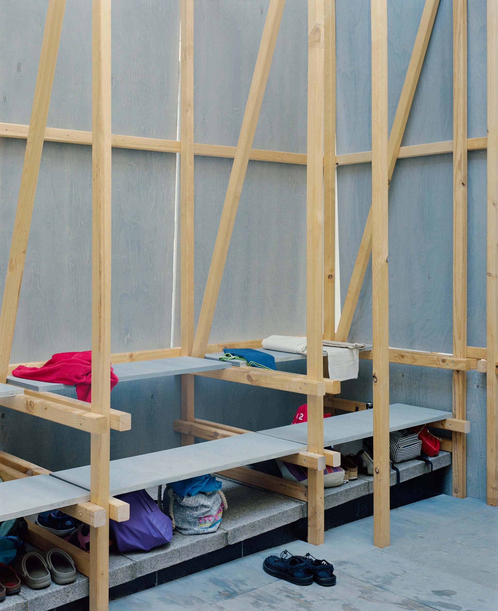 Changing room in temporary pavilion