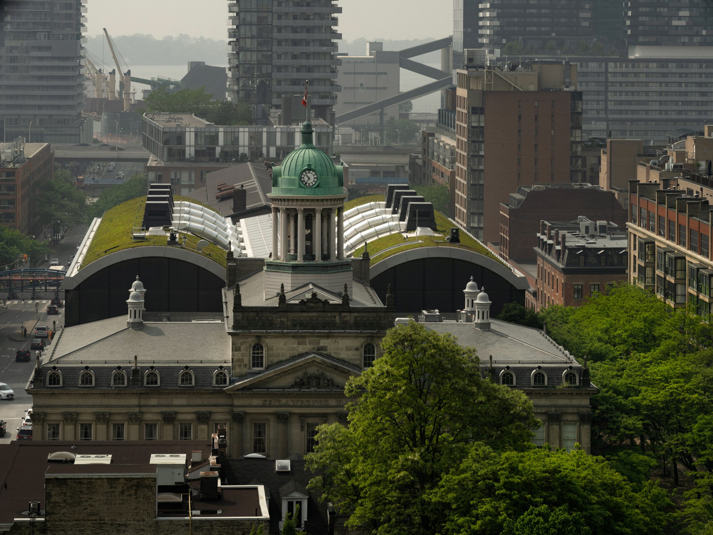 St Lawrence Market North and St Lawrence Hall from above