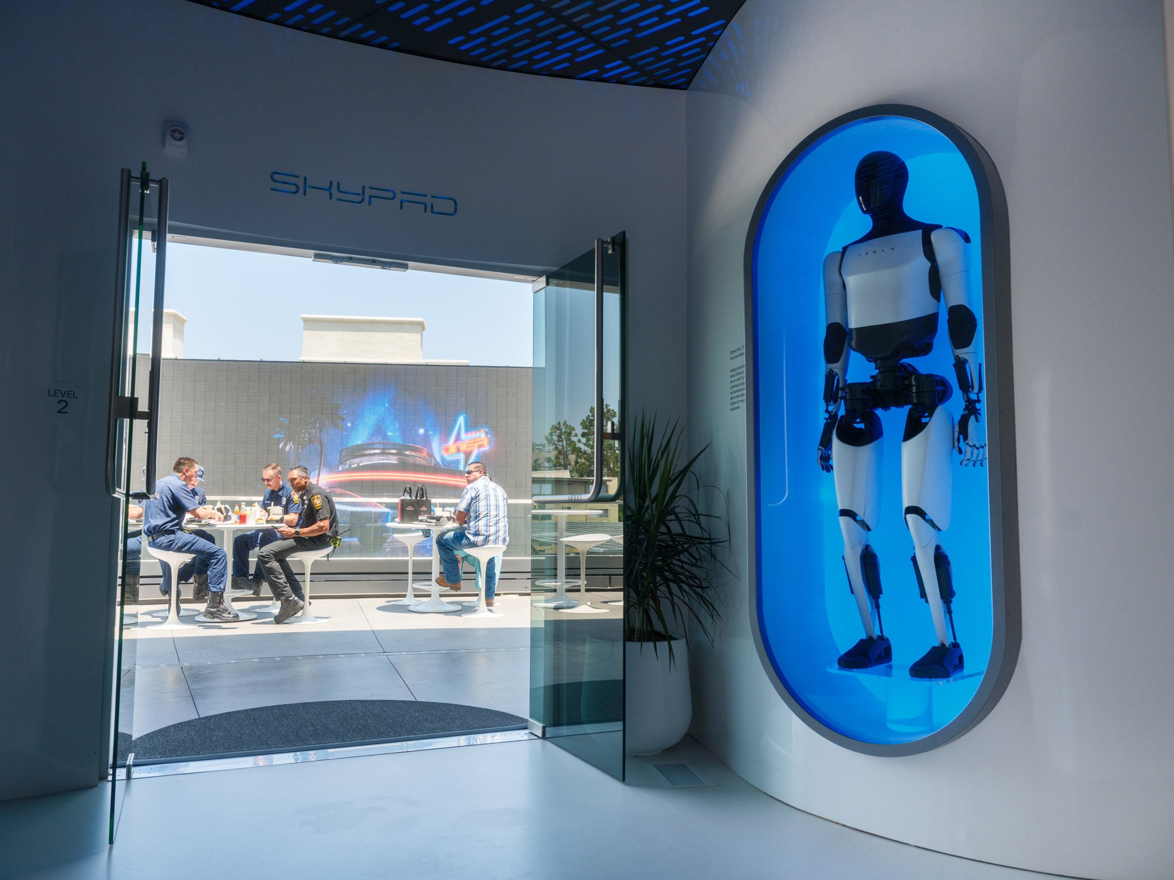 Humanoid robot at Tesla Diner