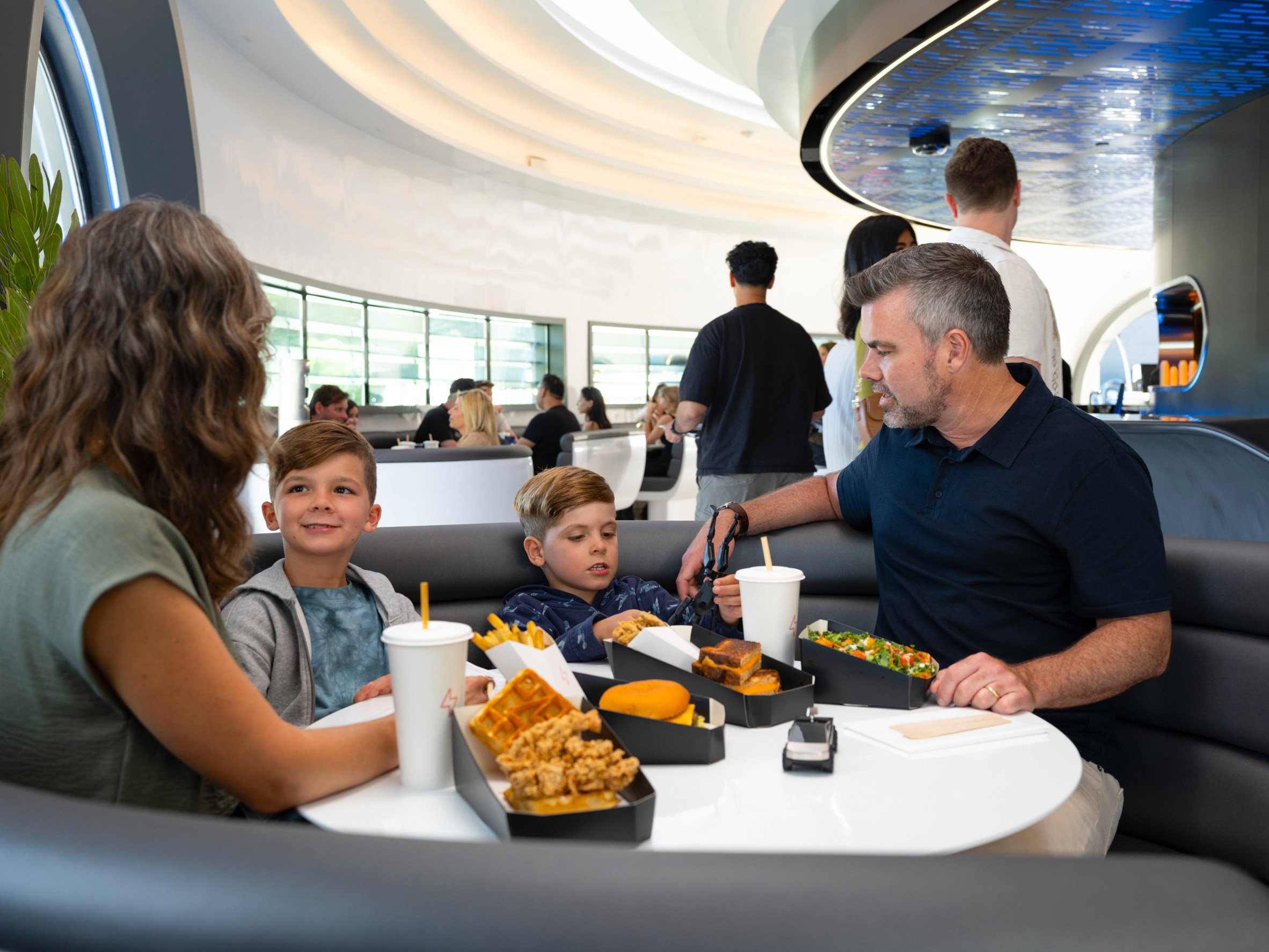 People eating at Tesla Diner in West Hollywood