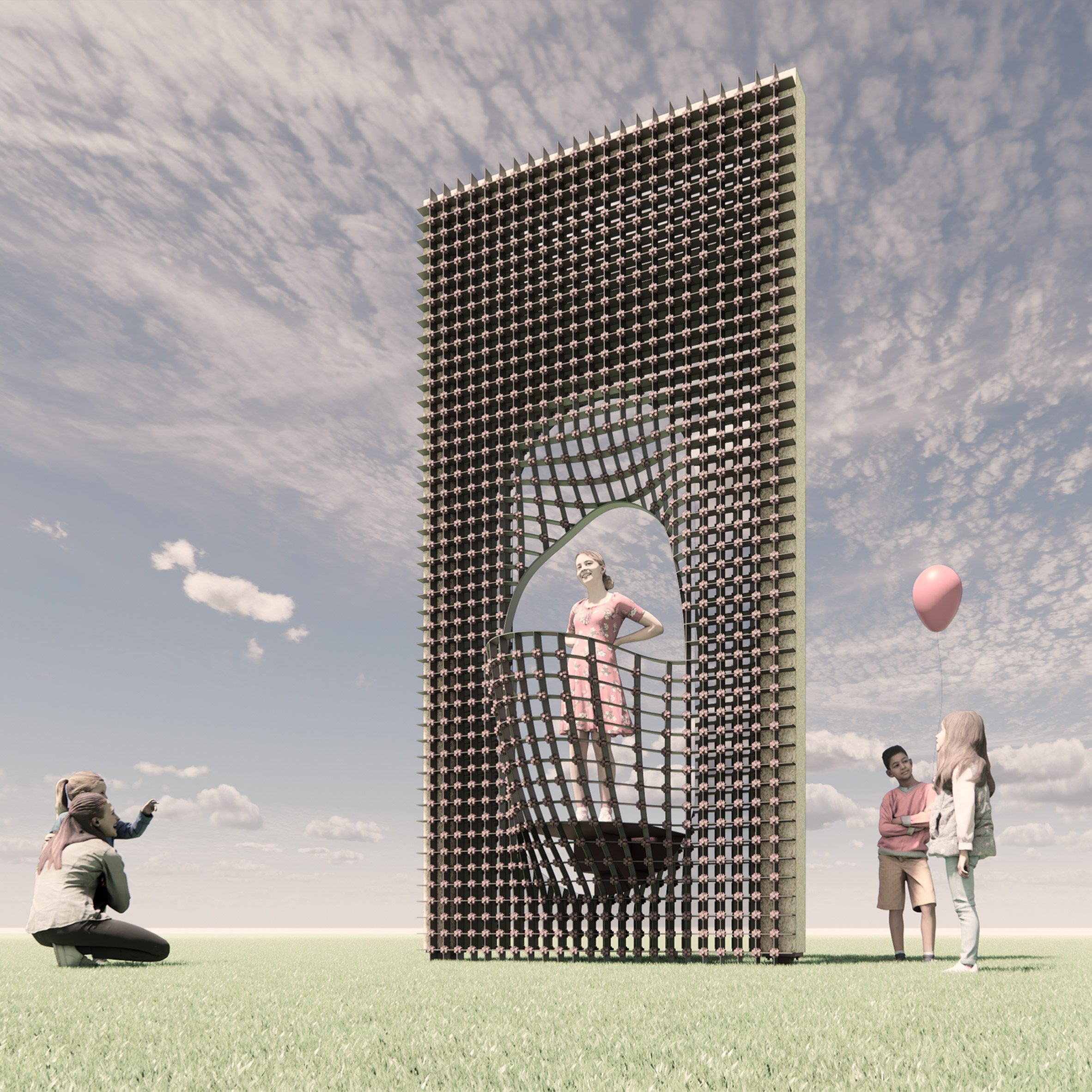 Wall made from mesh