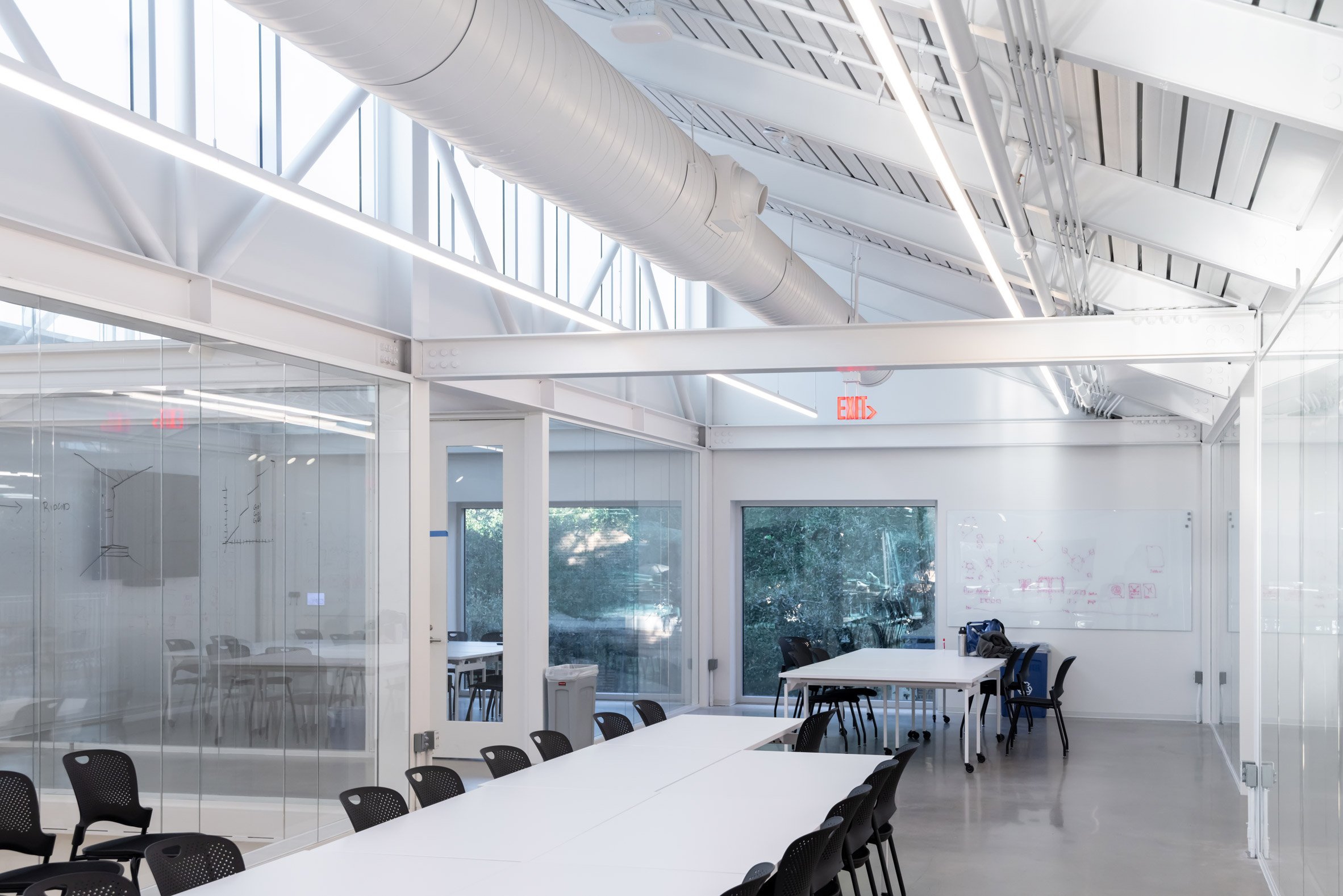 Exposed steel framework