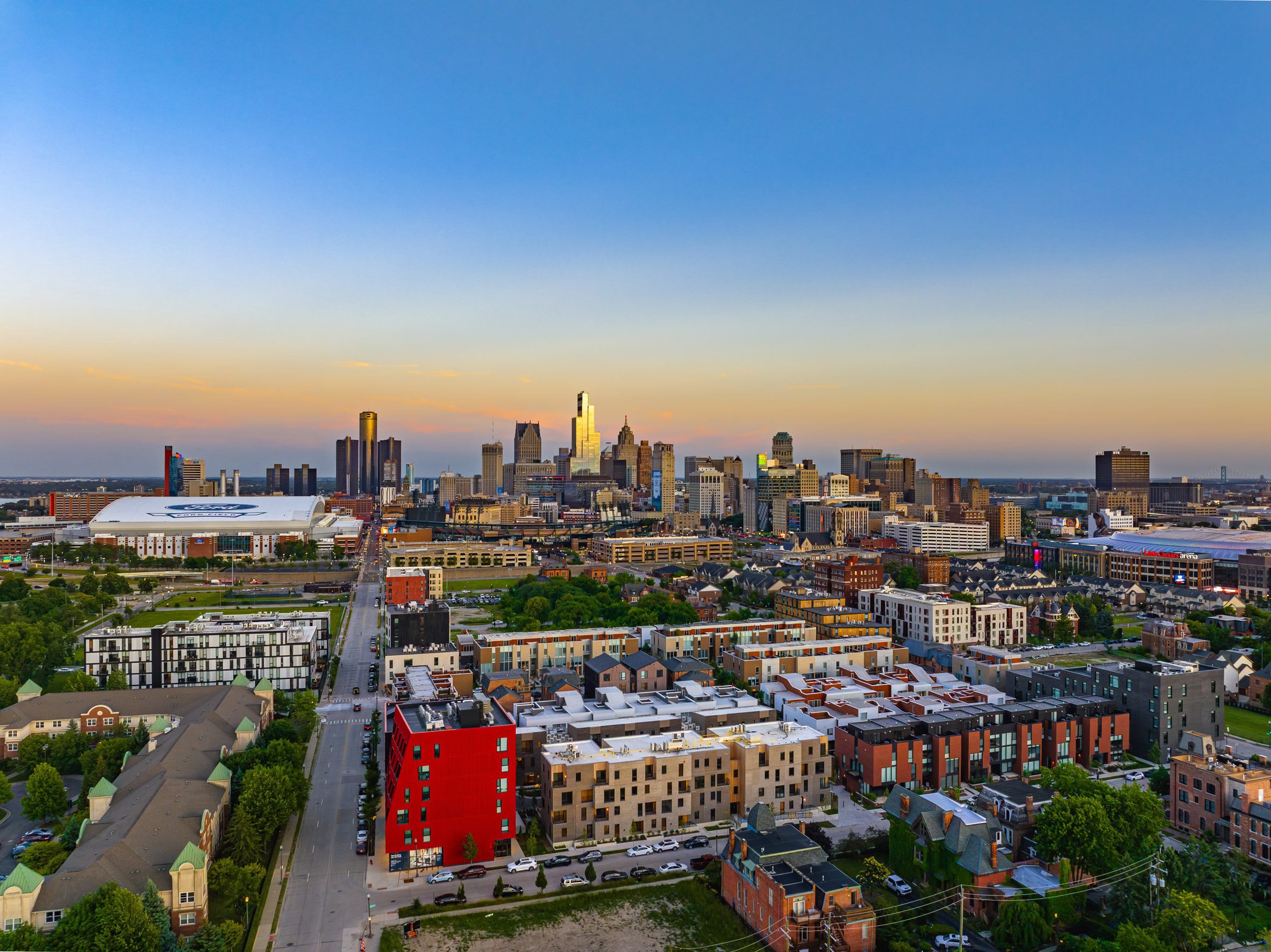 Mixed-use buildings in Detroit