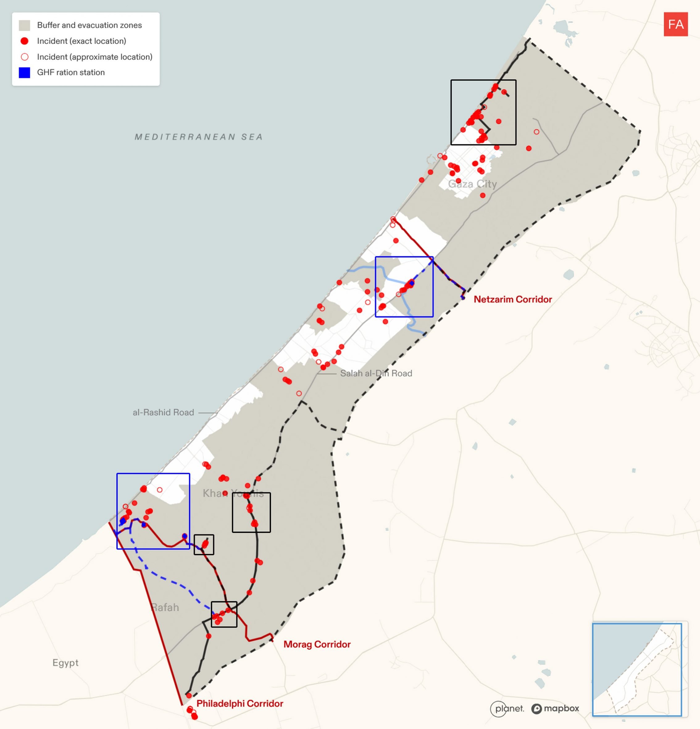 Map from The Architecture of Genocidal Starvation in Gaza report by Forensic Architecture and the World Peace Foundation