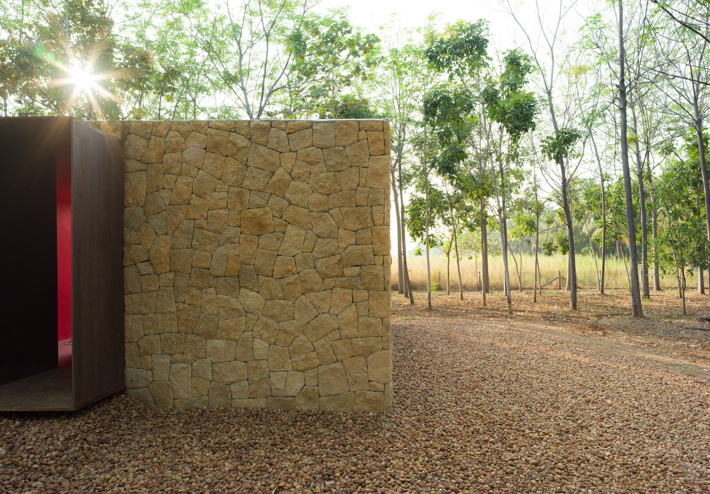 Close-up of stone memorial by 182 Design