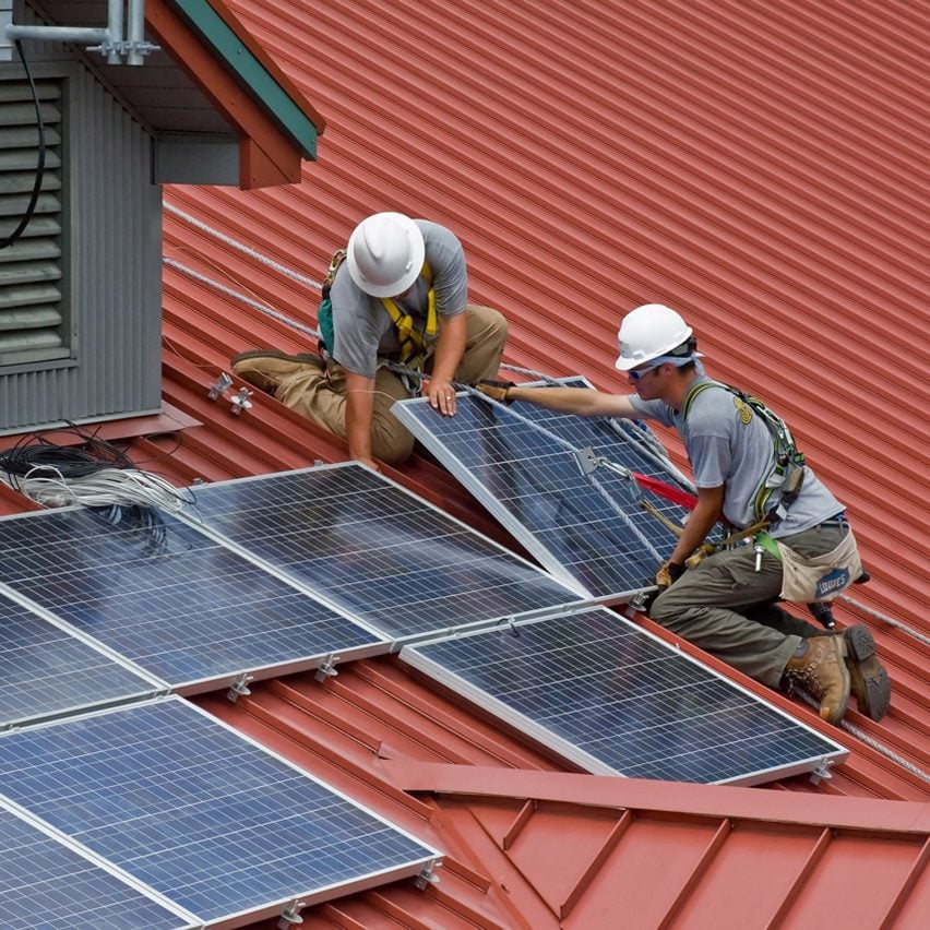 Solar panels being installed