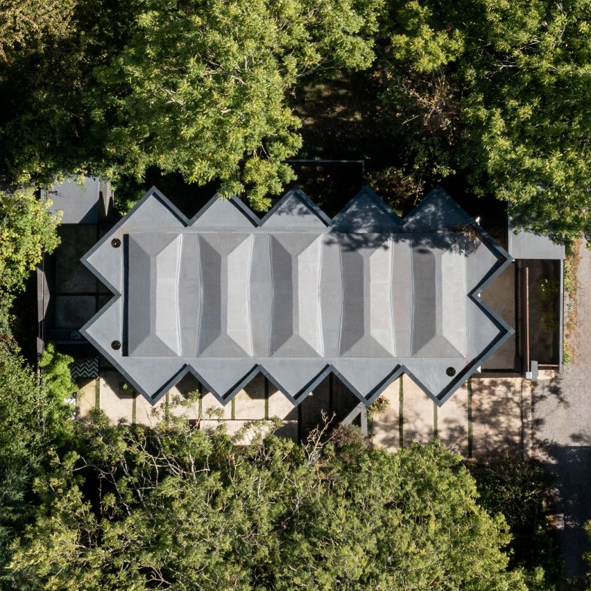 Andrei Saltykov installs house with timber diagrid roof on north London backland