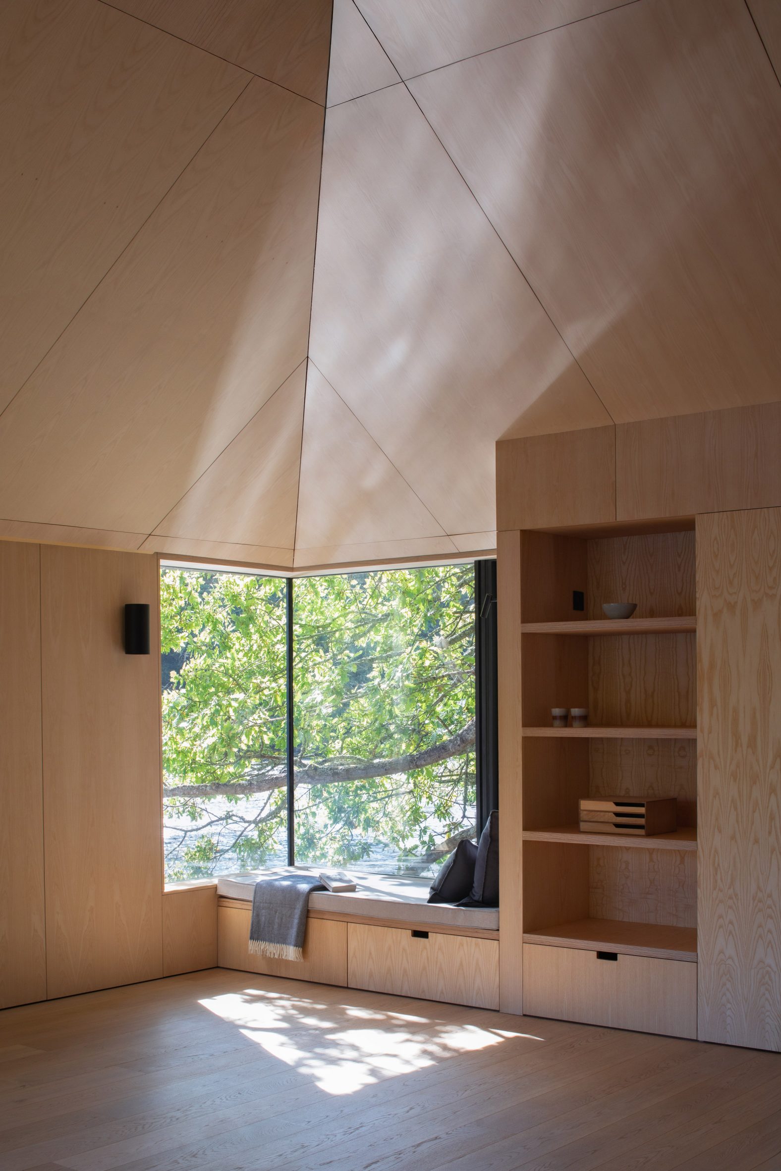 Wood-lined studio