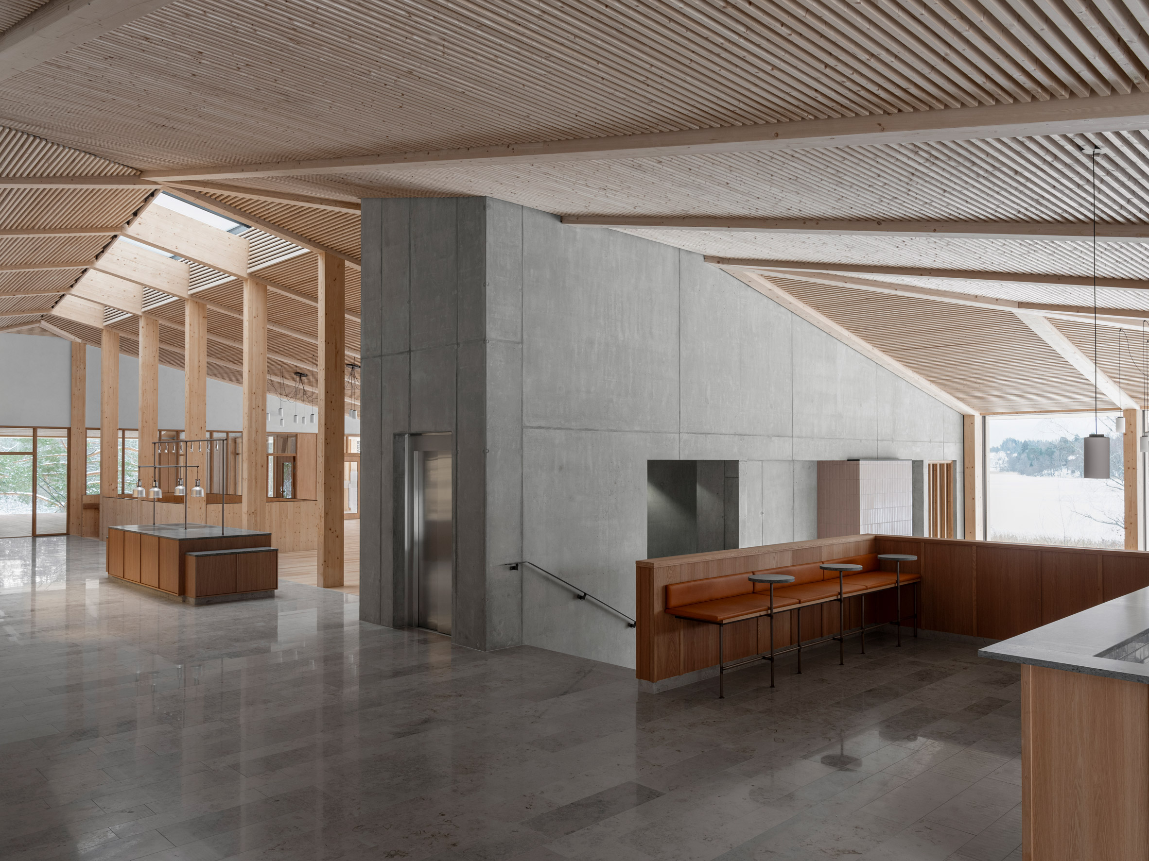 Upper floor interior at Kursgården Kämpasten by Johan Sundberg Arkitektur and Tengbom