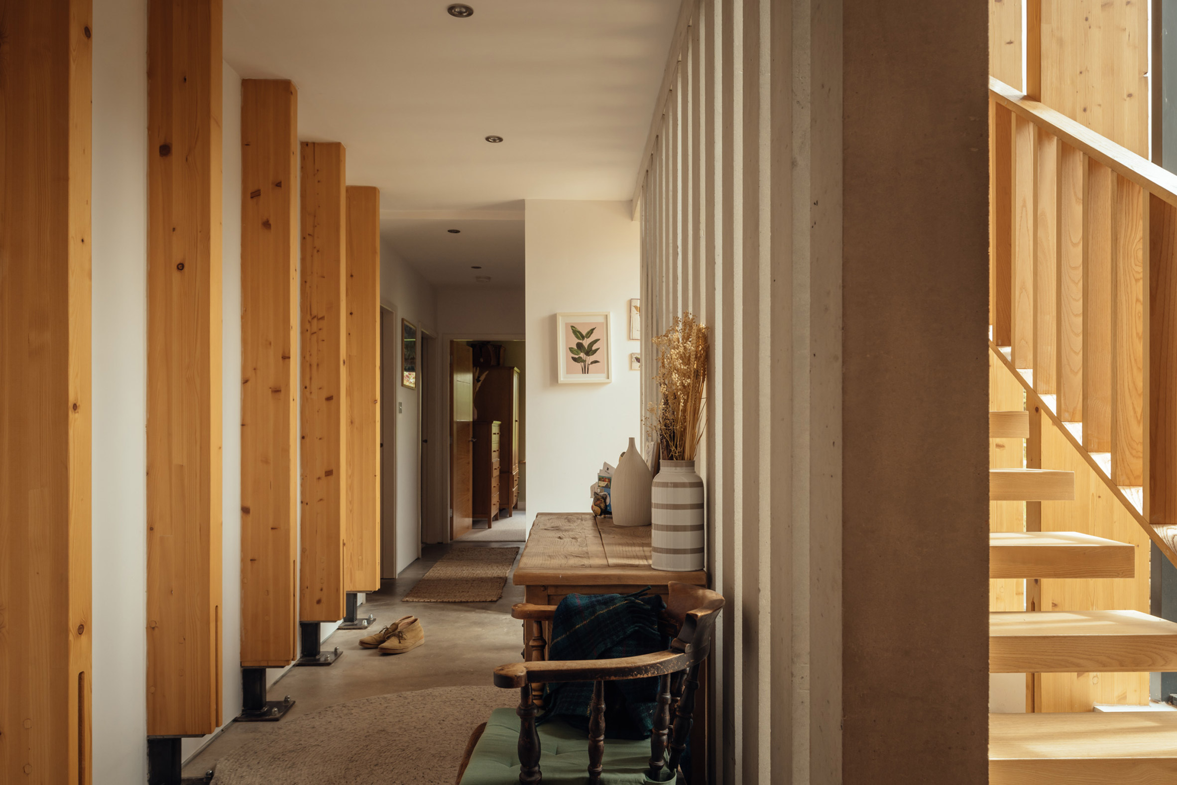 Concrete trompe wall in Orchard House
