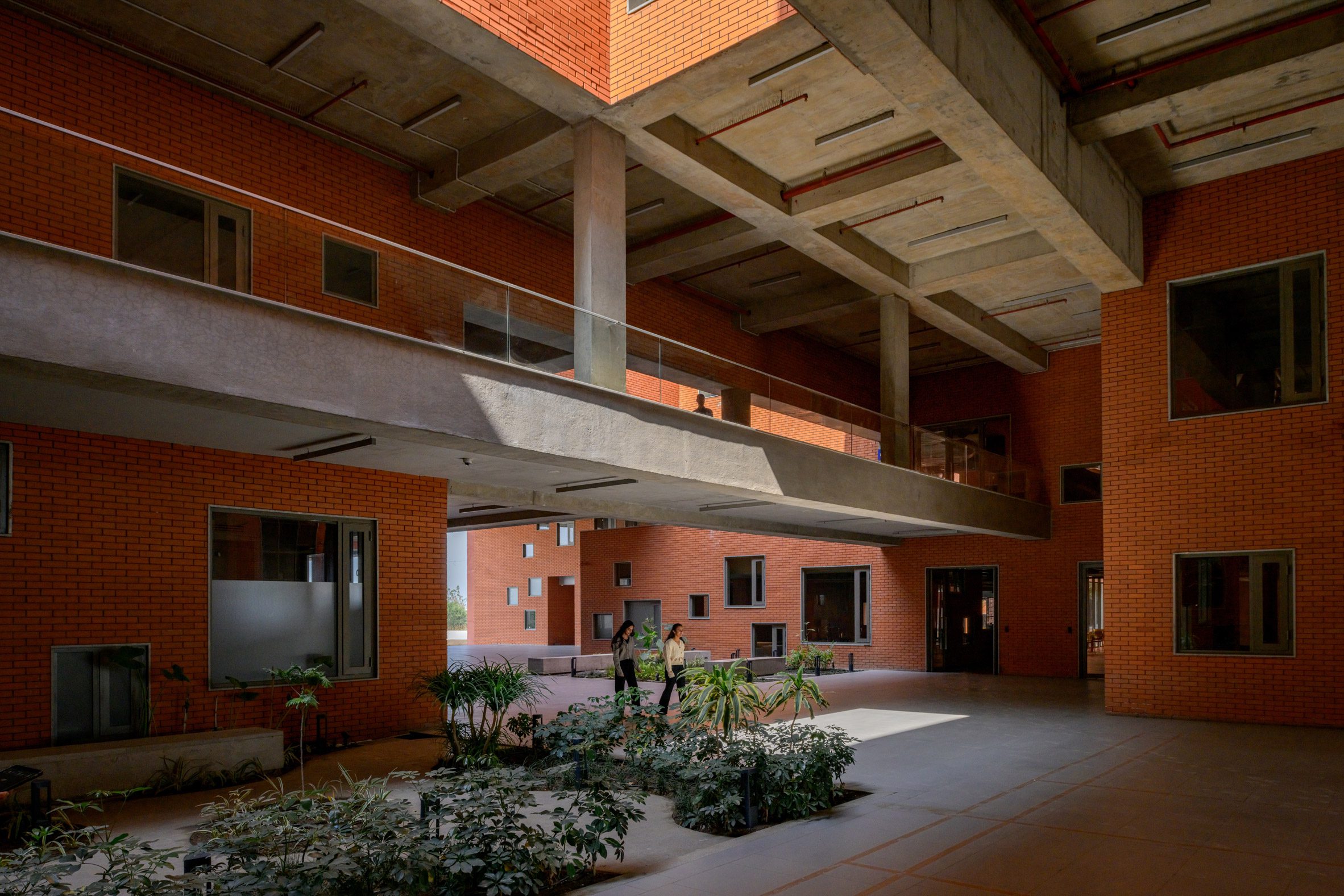 Courtyard with bridge overhead