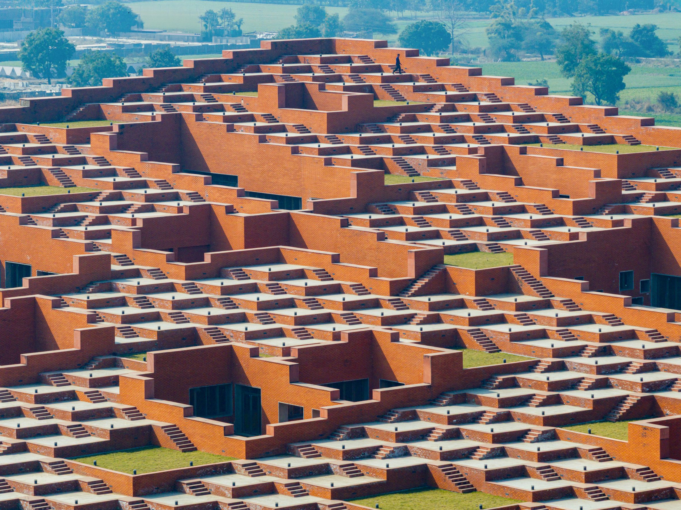 University building modelled on stepped wells