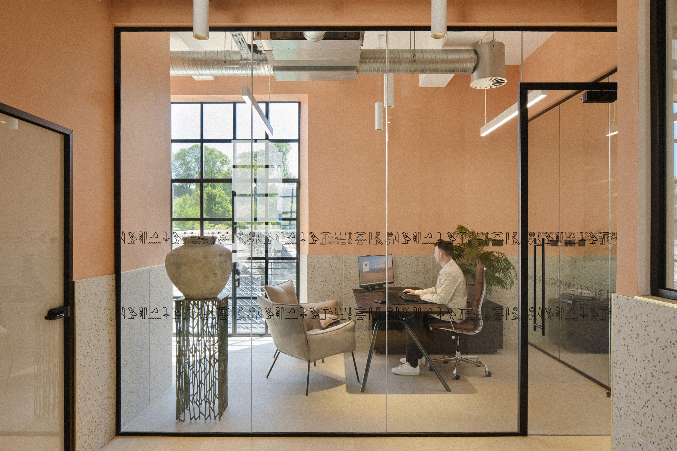 Office with hieroglyph motifs 