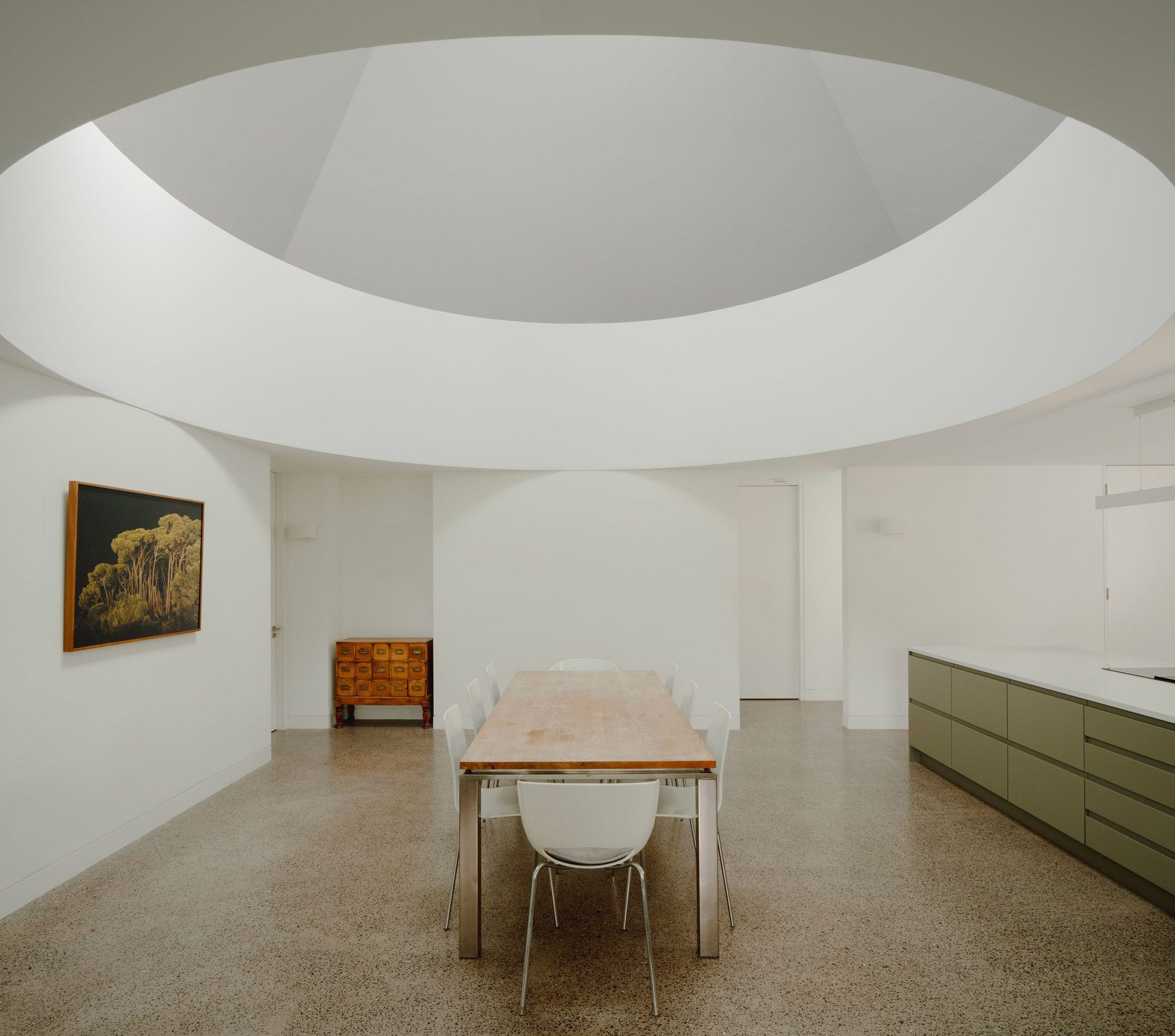Monastic minimalist dining room