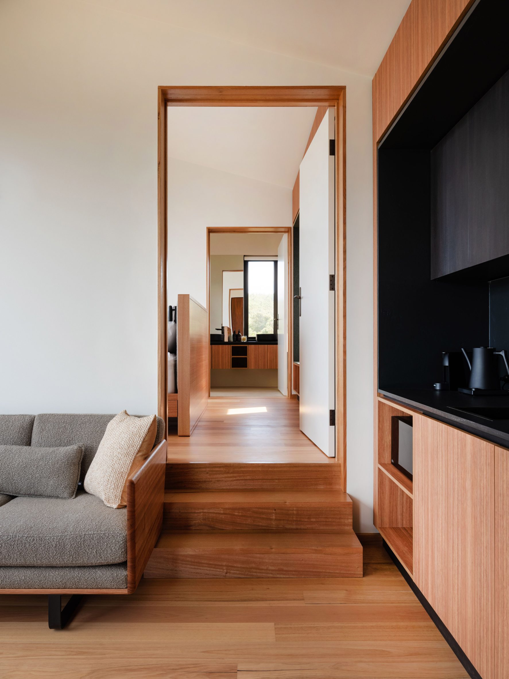 Living space interior at Picnic Island Cabin 
