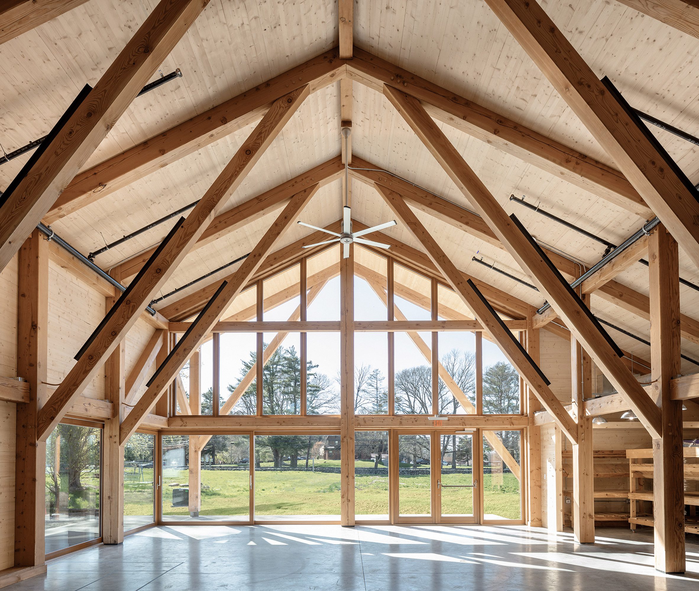 Framing of Payette farm stand main gabled volume