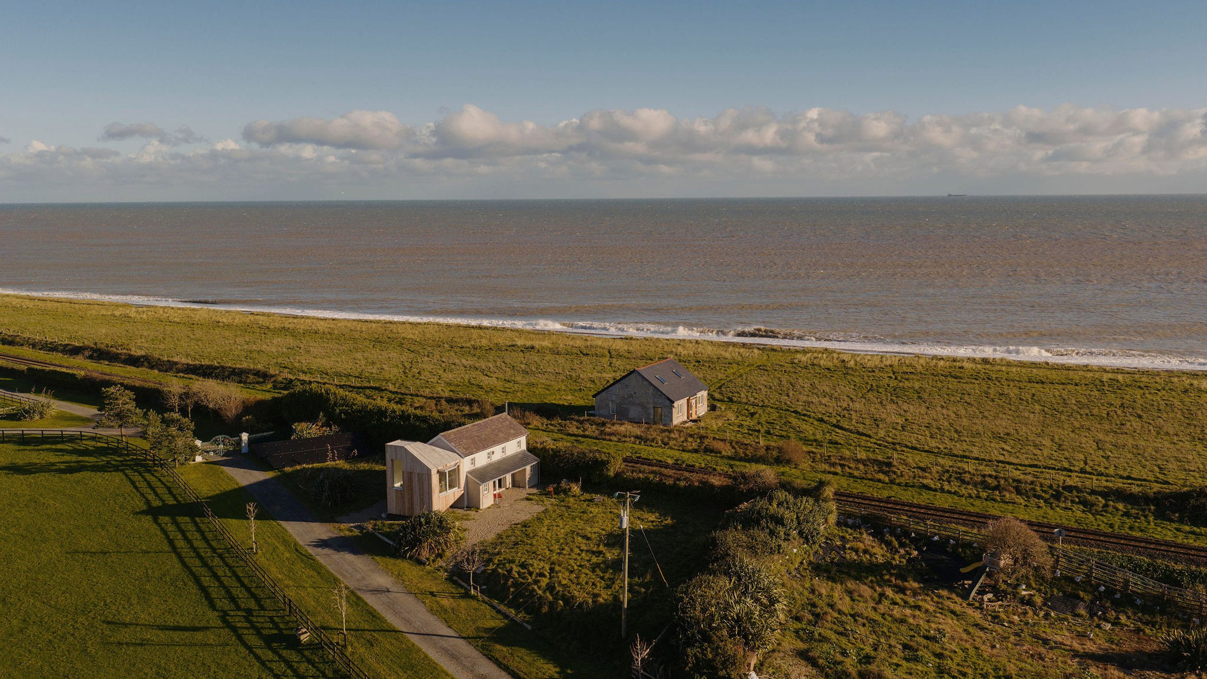 Aerial view of renovated home by Architectural Farm