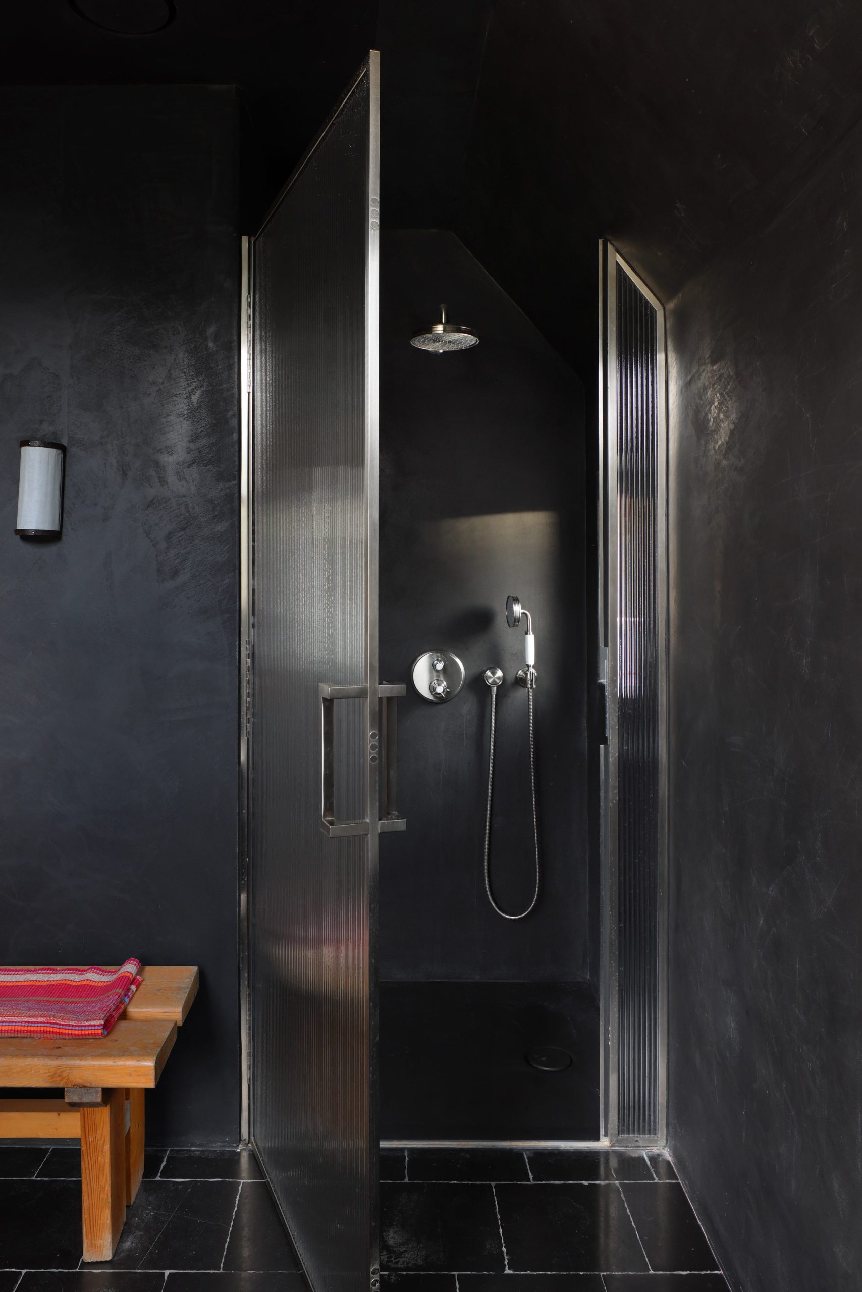 Hampstead Passivhaus black lime plaster bathroom
