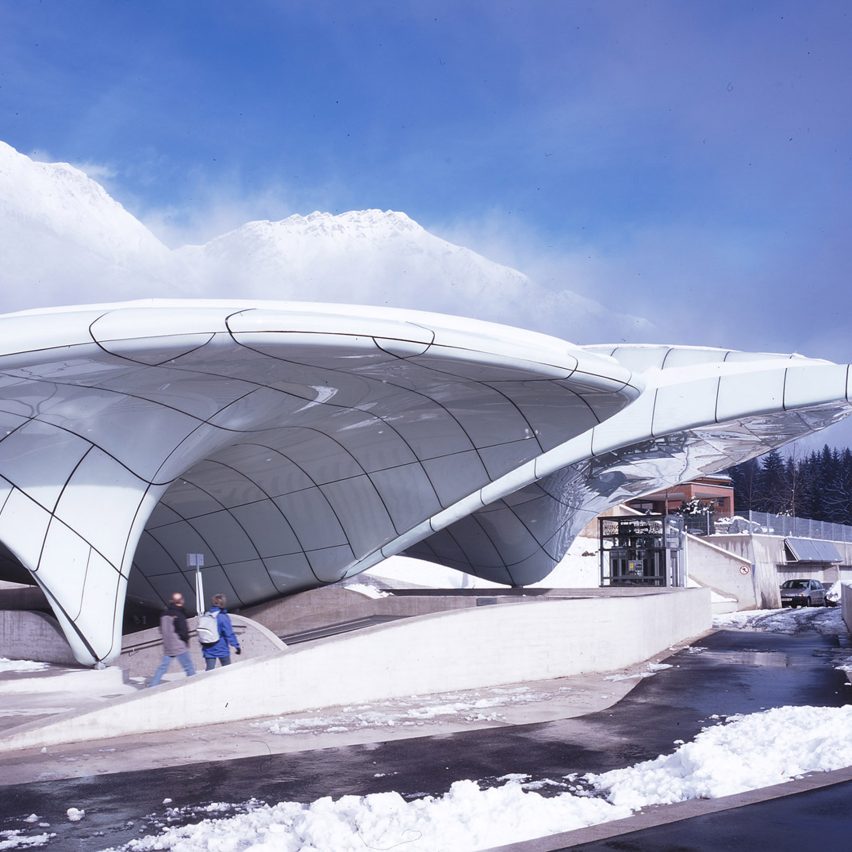 Zaha Hadid’s Nordpark stations topped with parametric “ice formations”