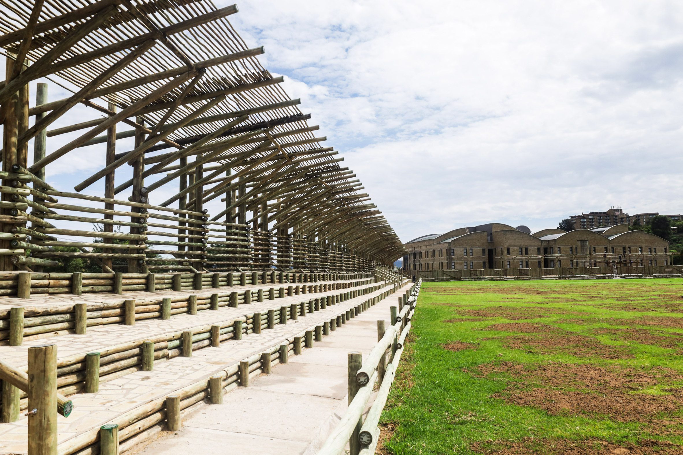 Eucalyptus-wood stadium in Lesotho