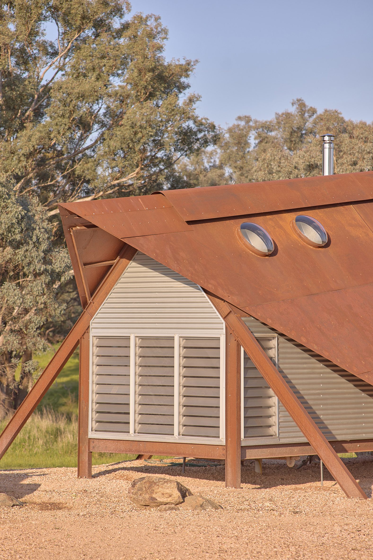 Corten steel cabins by Casey Brown Architecture